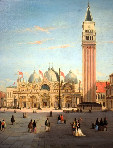XVIIIe siècle - Venise, Place Saint-Marc - École vénitienne de la fin du 18e siècle